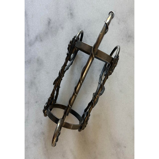 Vintage Metal Wine Bottle Rack With Grape Leaf Design For Sale - Image 12 of 12