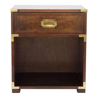 Burlwood Campaign Nightstand by Hekman For Sale