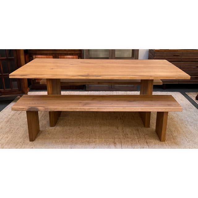 Rustic Crate & Barrel Dakota Table and Benches, Set of Three For Sale - Image 3 of 17