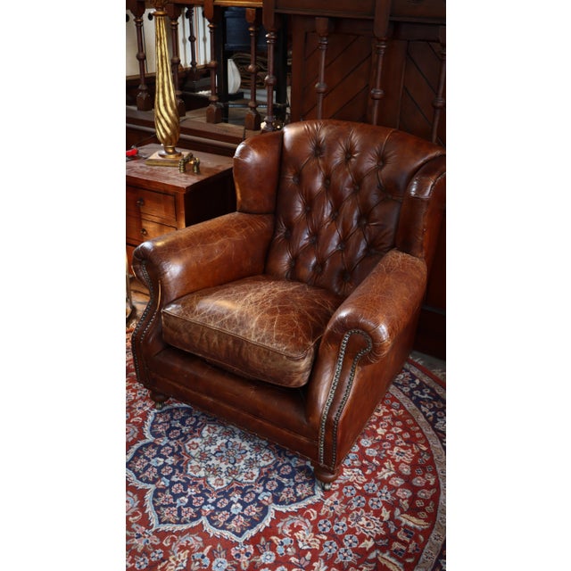 Ardingly Cigar Club Armchair in Antique Whisky Leather by Timothy Oulton, 2010s For Sale - Image 18 of 18