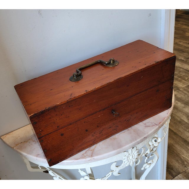 19th Century English Mahogany Document Box With Brass Top Handle For Sale - Image 16 of 16