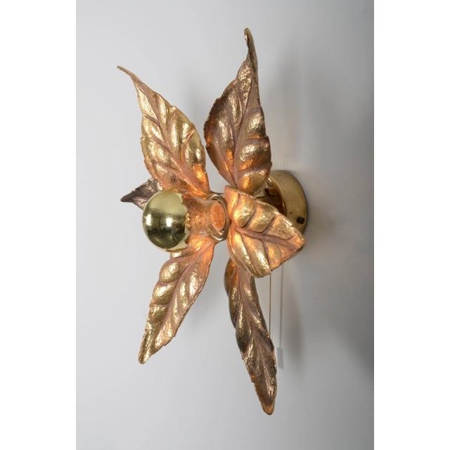 Mid-Century Modern Willy Daro Style Brass Flower Sconce from Massive Lighting, 1970s For Sale - Image 3 of 9