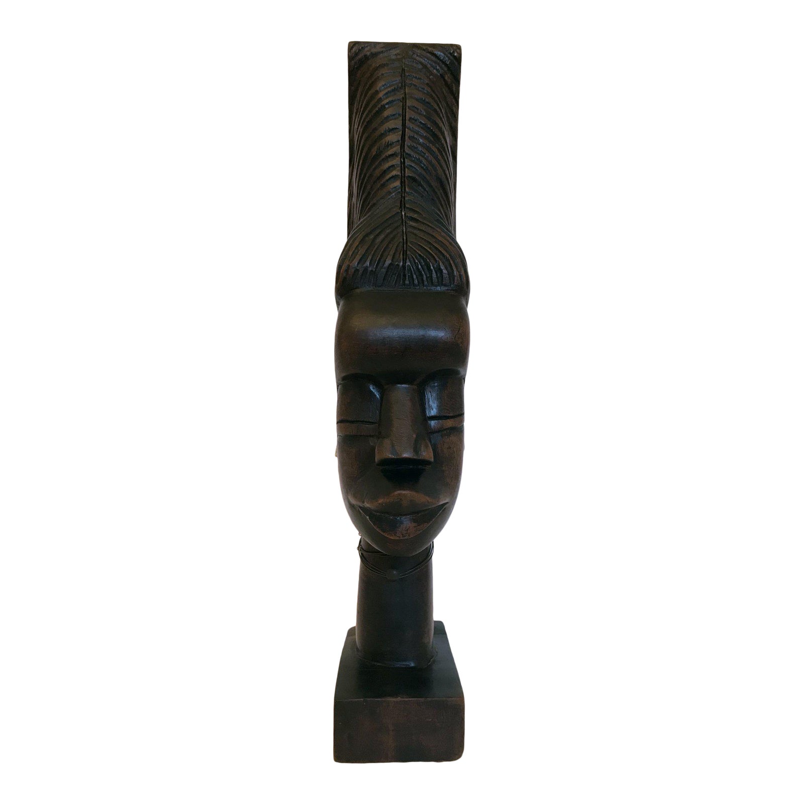 Live Edge Black / Rose Wood 1PC Maasai Man Bust Sculpture Kenya Africa