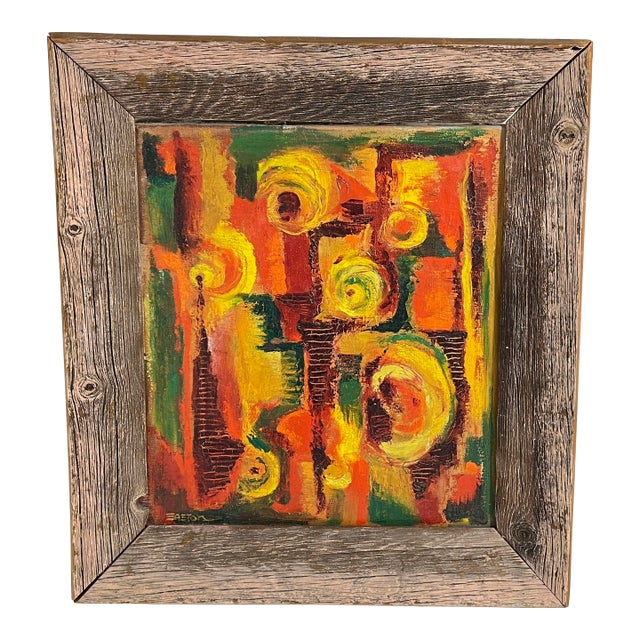 C.1960s Modernist Autumnal Abstract Oil Painting by Lawrence Easton For Sale
