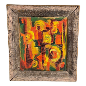 C.1960s Modernist Autumnal Abstract Oil Painting by Lawrence Easton