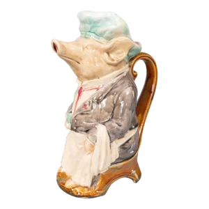 19th Century French Onnaing Majolica Pig Waiter Pitcher