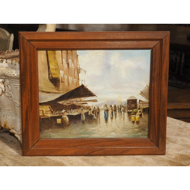 Small 19th Century Italian Oil on Canvas of an Outdoor Market Scene For Sale - Image 12 of 15