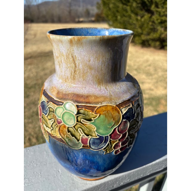 Royal Doulton England - Late 19th C. Floral Relief Stoneware 10" Vase For Sale - Image 4 of 11