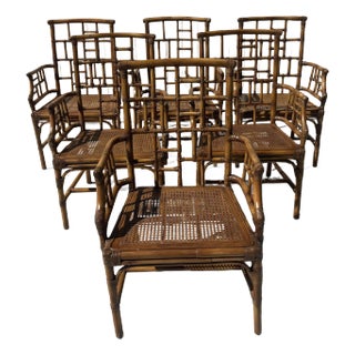 Baker Milling Road Vintage Bamboo Armchairs, a Set of 6 For Sale