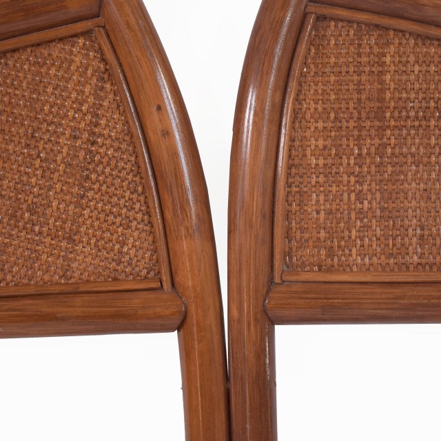 King Size Rattan Sunset Headboard in nice as found vintage condition. There are scuffs, scrapes and wear to the natural...