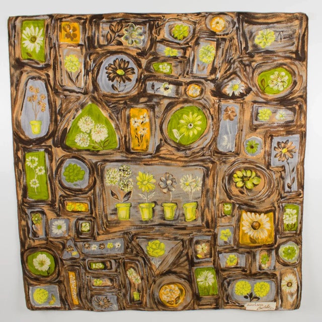 Jeanne Lanvin and Castillo Silk Scarf Multicolor Flower Pots For Sale In Atlanta - Image 6 of 6