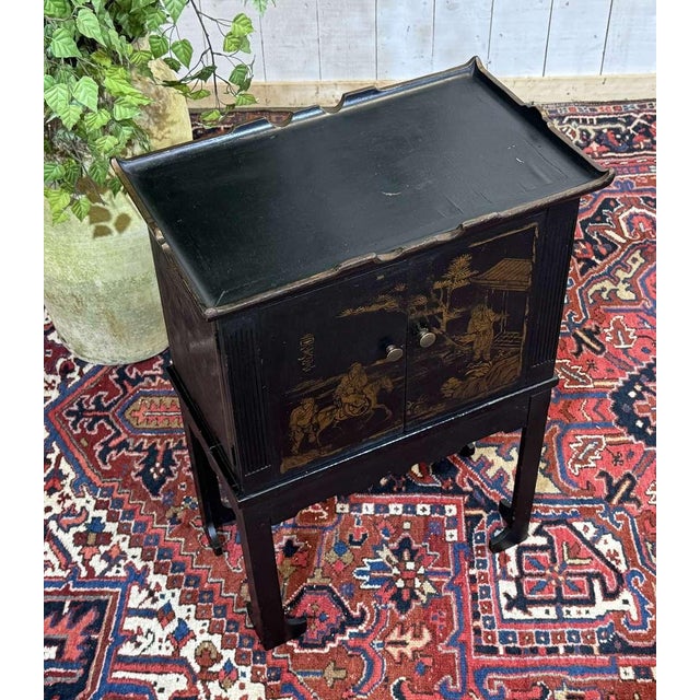 Small Painted Fir Wood Sideboard with Asian Decoration, 1950s For Sale - Image 12 of 16