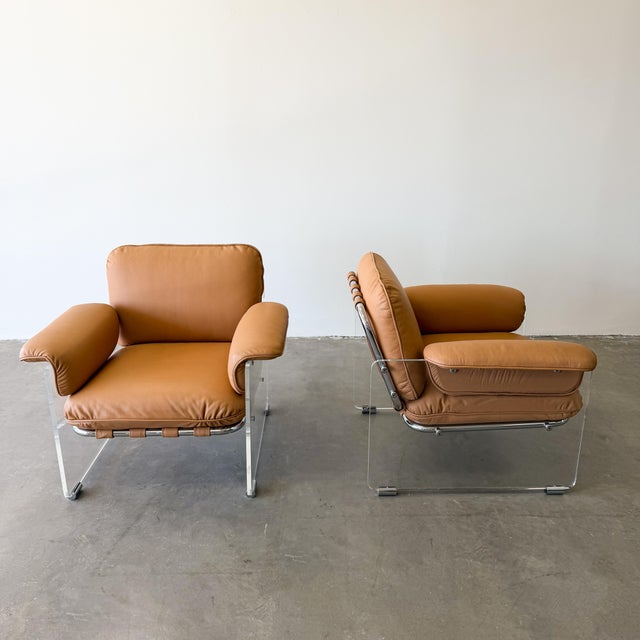 Vintage 1970s Pace Collection Argenta Lounge Chairs | Mid-Century Modern Chrome & Lucite Chairs Unsigned For Sale - Image 11 of 14