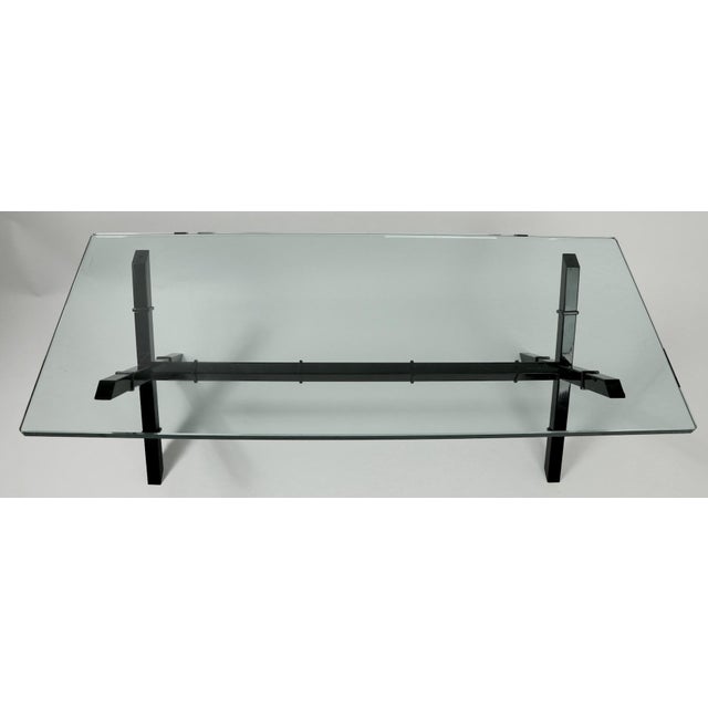 1970s Glass Top X Base Coffee Table For Sale In New York - Image 6 of 12