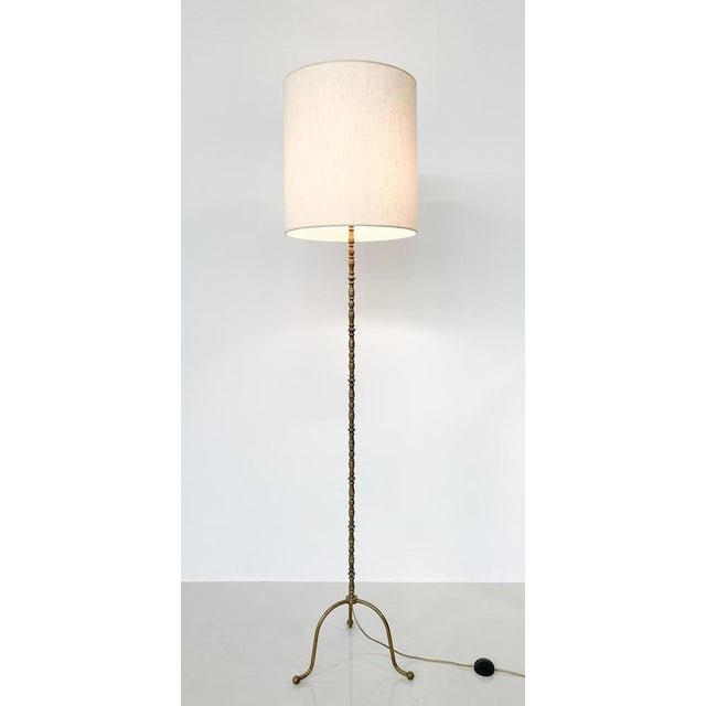 Mid-Century Modern Brass Floor Lamp, c.1940s. Up to 250V (Europe/UK Standard).The wiring of this item may be original and...