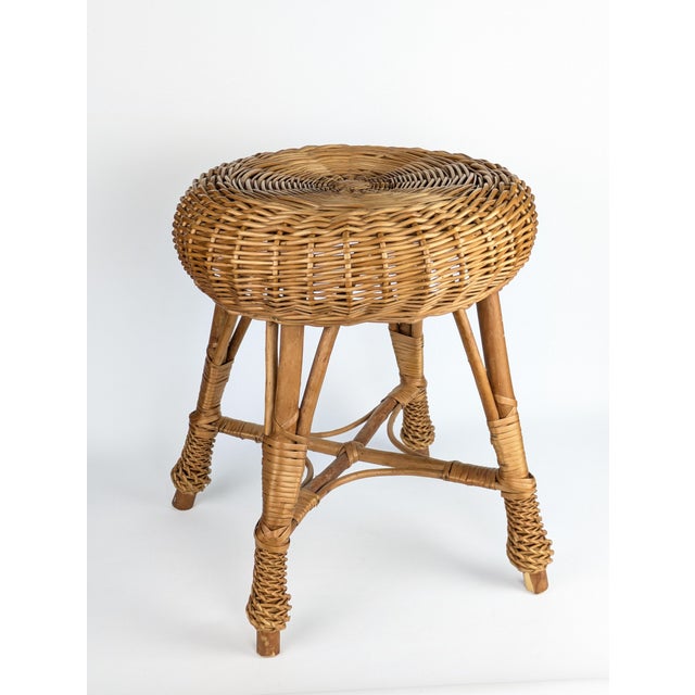 Vintage Wicker Stool, 1960s For Sale - Image 6 of 6