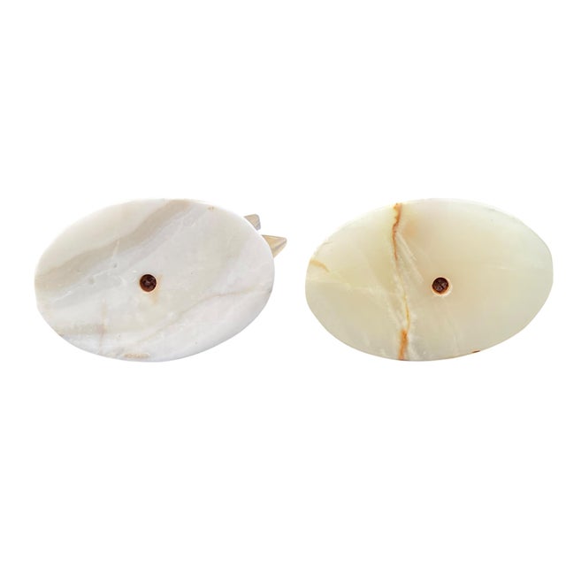 Late 20th Century Late 20th Century Carved Onyx Swan Sculptures on Stone Bases – Pair For Sale - Image 5 of 6