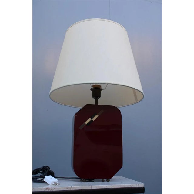 Textile Italian Bordeaux Bakelite Table Lamp, 1970s For Sale - Image 7 of 12