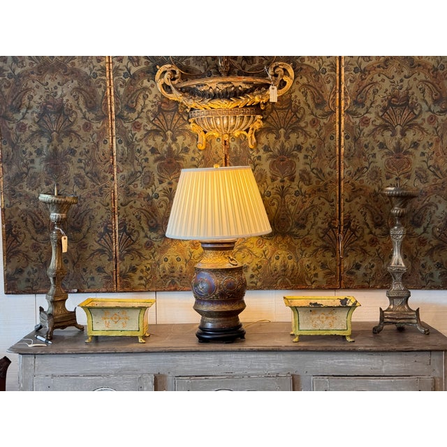Mid 20th Century Champlevé Bronze Table Lamp For Sale - Image 6 of 7