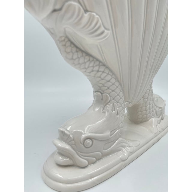 1985 Fitz and Floyd Blanc De Chine Koi Fish and Scallop Shell Vase ...