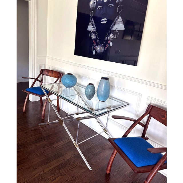 Mid-Century Modern 1950s Rare X-leg Console Sofa Table by John Vesey For Sale - Image 3 of 14