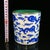 Vintage Blue & White Porcelain Dragon Brush Pot With Green Interior For Sale - Image 4 of 9