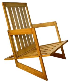 Modern Italian Light Wood Armchair with Armrests and Wooden Slats , 1980s