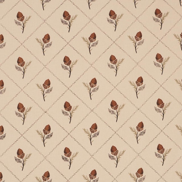 Schumacher Holden Hand Print Fabric In Flax For Sale