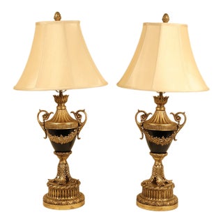 Mid 20th Century Neoclassical Empire Style Urn Table Lamps - Pair For Sale