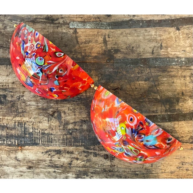 Vintage Italian Art Glass Light Sconce After Murano - A Pair For Sale - Image 9 of 12