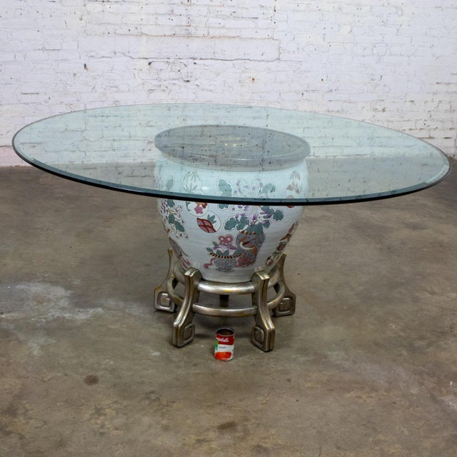 Late 20th Century Ming Treasures Fishbowl Pedestal Base Dining Table by Drexel Heritage Round Glass Top For Sale - Image 17 of 18