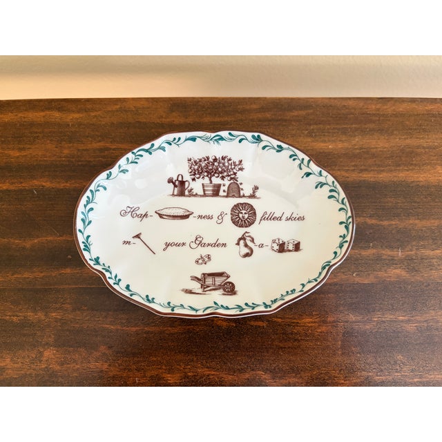 Vintage Mottahedeh Portugal Porcelain Garden Rebus Catchall Dish For Sale - Image 10 of 10