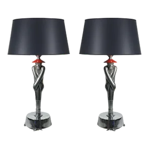 Vintage Art Deco Viktor Schreckengost Chinoiserie Table Lamps - A Pair