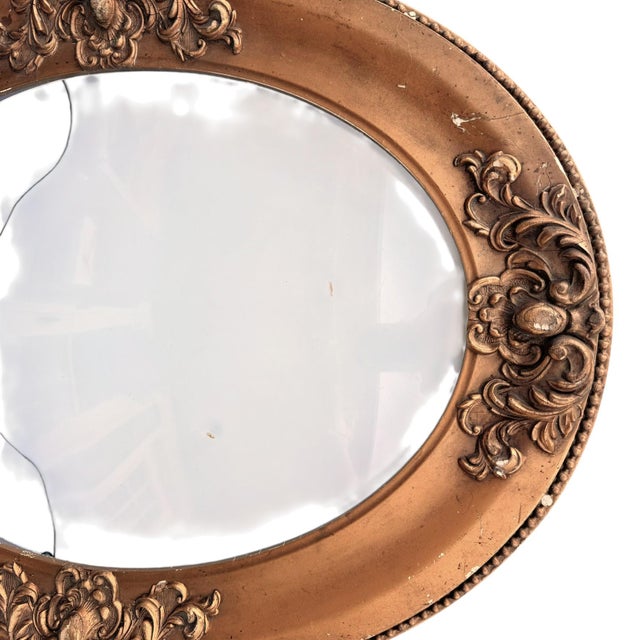 Antique Victorian Gold Gilded Oval Frame — Convex Bubble Glass Portrait Frame For Sale - Image 9 of 12