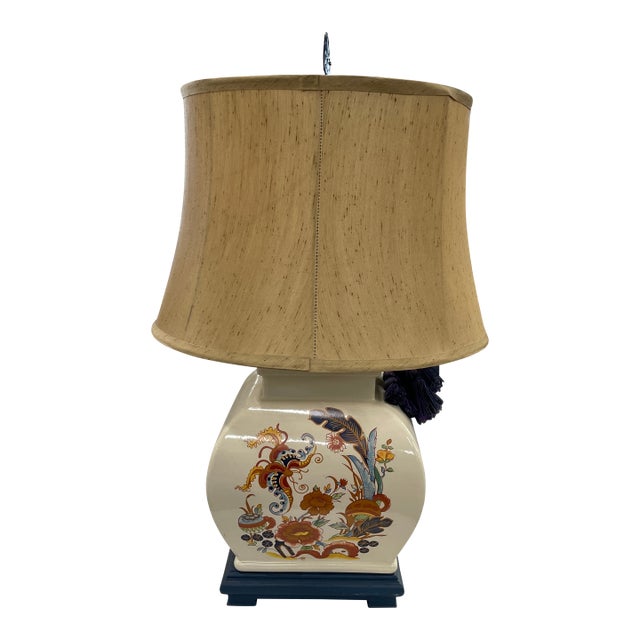 1960s Colorful Vintage Painted Ceramic Table Lamp For Sale