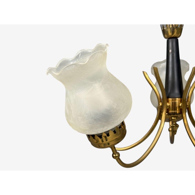 Swedish Modern, Pendant Light, Brass, Glass, Sweden, 1950s For Sale In New York - Image 6 of 15