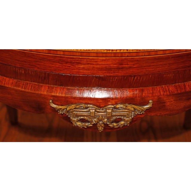 Wood 1920s French Louis XV Style Marble Top Mixed Wood Inlaid End Table Nightstand C 1920 For Sale - Image 7 of 12