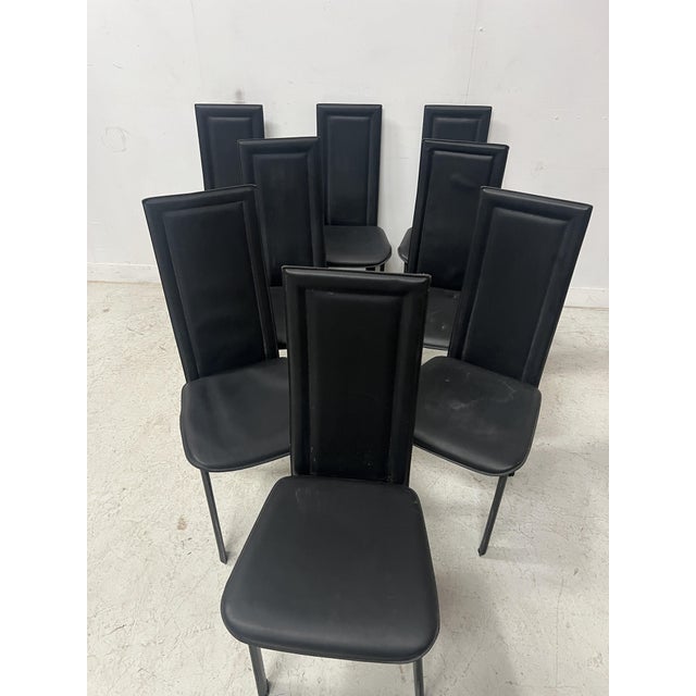 Vintage Chairs in Black Leather, Set of 8 For Sale - Image 17 of 18