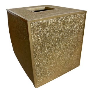 Faux Shagreen Gold Tissue Box Cover For Sale