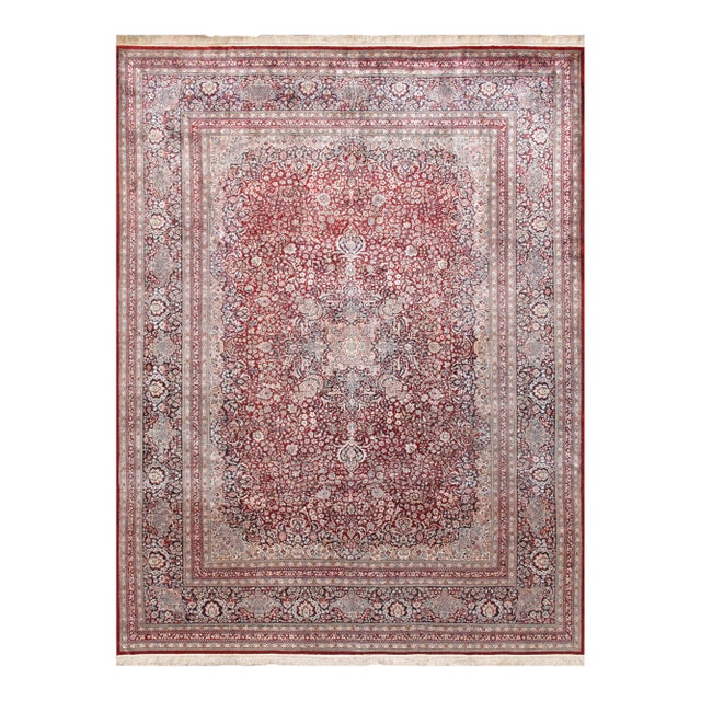Pasargad Home Azerbaijan Red Silk Area Rug- 9' 3" X 12' 1" For Sale