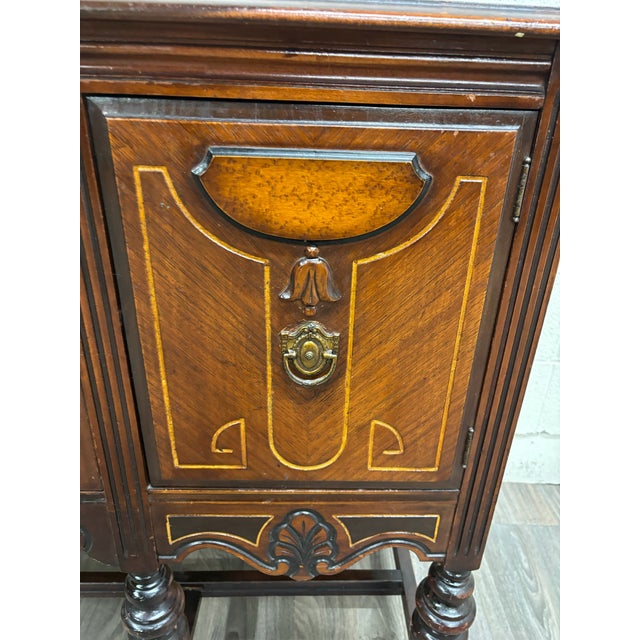 Wood Antique Art Deco or Jacobean Revival Style Sideboard Buffet Server Console For Sale - Image 7 of 11