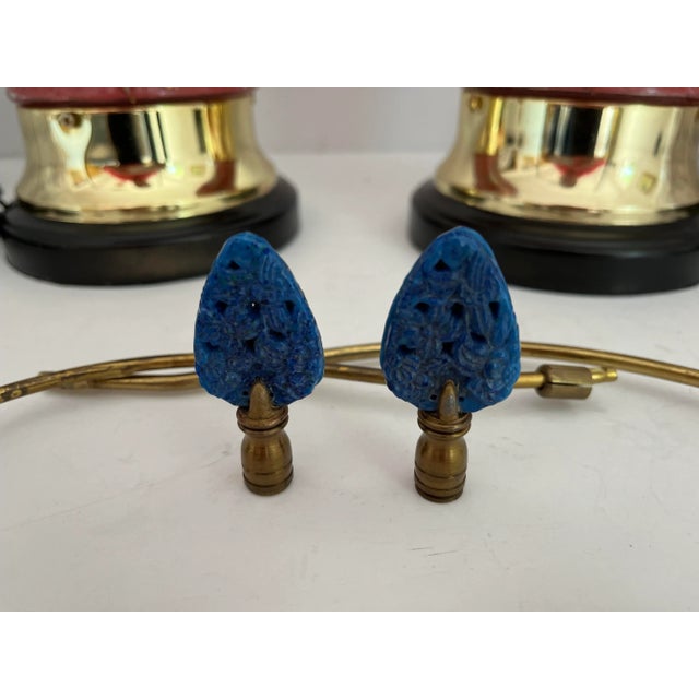 1970s Floral Vase Lamps & Shades - a Pair For Sale - Image 10 of 11