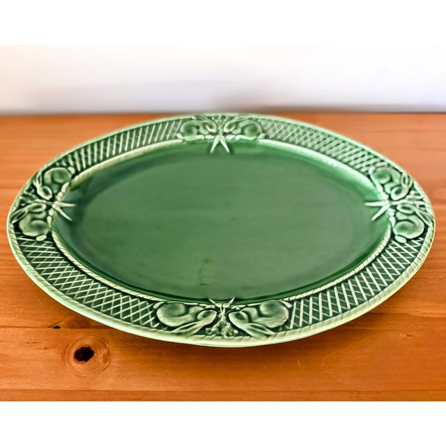 Green Bordallo Pinheiro 'Rabbit Green' Serving Platter | Portugal Art Pottery For Sale - Image 8 of 8