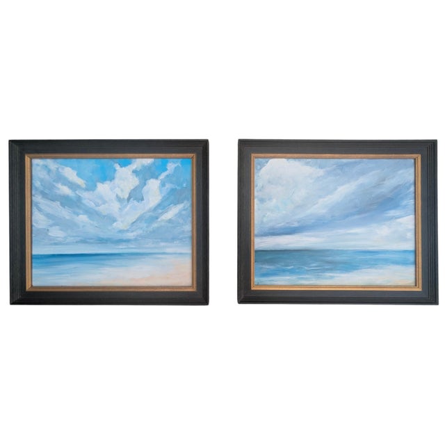 ** Please Read Entire Description ** A Pair of Original Expressionist Landscape Ocean Coastal Seascape Paintings You will...