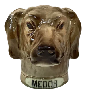 Jar Saint Clement French Majolica Hound Medor Tobacco