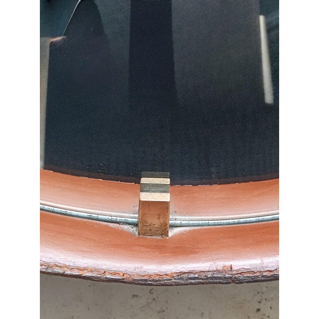 Glass Round Wall Mirror in Cognac Leather and Rope from Pizzetti, Italy, 1950s For Sale - Image 7 of 11