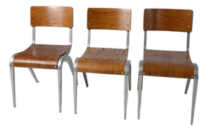 Small Mid-Century Stacking Dining Chairs from James Leonard, 1950s, Set of 3