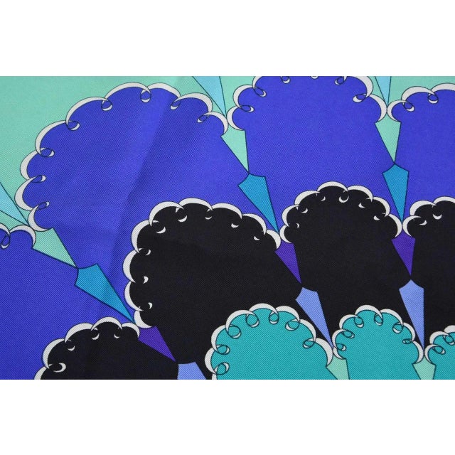 Vintage Emilio Pucci Purple, Turquoise, Green, Black and White Silk Scarf For Sale - Image 9 of 10