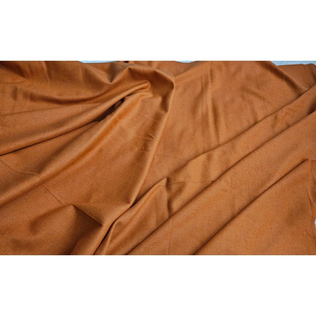 Vintage French Wool Poly Fabric Spice Pumpkin Ginger 4-1/3 Yards 56 Inches Wide For Sale - Image 4 of 7