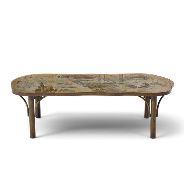 Metal Philip & Kelvin LaVerne Chan Model 140 Mid Century Bronze Coffee Table For Sale - Image 7 of 11